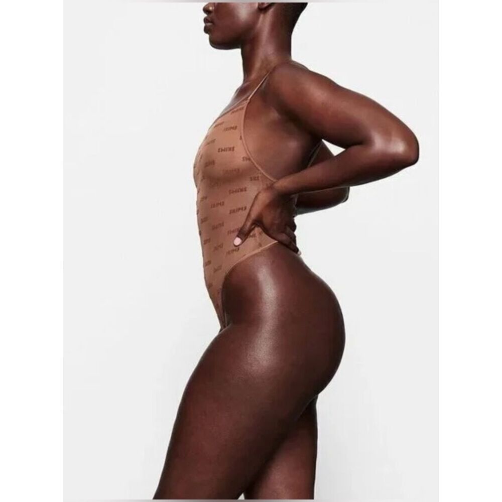 SKIMS After Hours Cami Bodyshuit Sheer Mesh 2X Plus Jasper